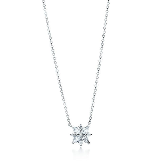TIF7587106 Snowflake Marquise Diamond Chain Pendant