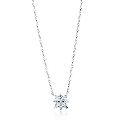 TIF7587106 Snowflake Marquise Diamond Chain Pendant