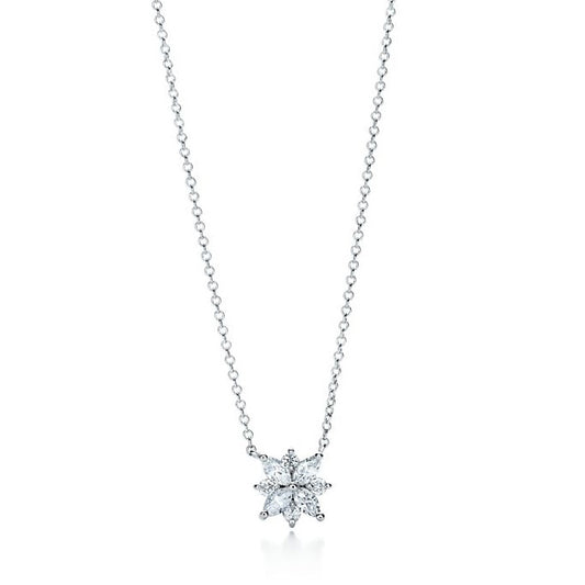 TIF7587106 Snowflake Marquise Diamond Chain Pendant