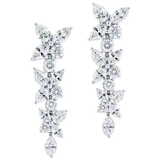 TIF24281565 four-leaf marquise diamond flower cluster earrings earrings