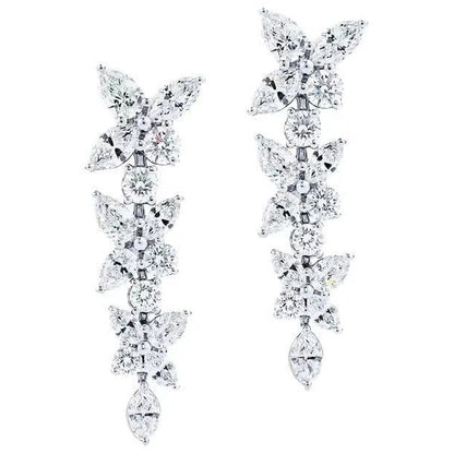 TIF24281565 four-leaf marquise diamond flower cluster earrings earrings