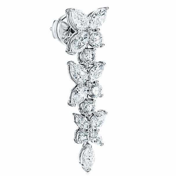 TIF24281565 four-leaf marquise diamond flower cluster earrings earrings