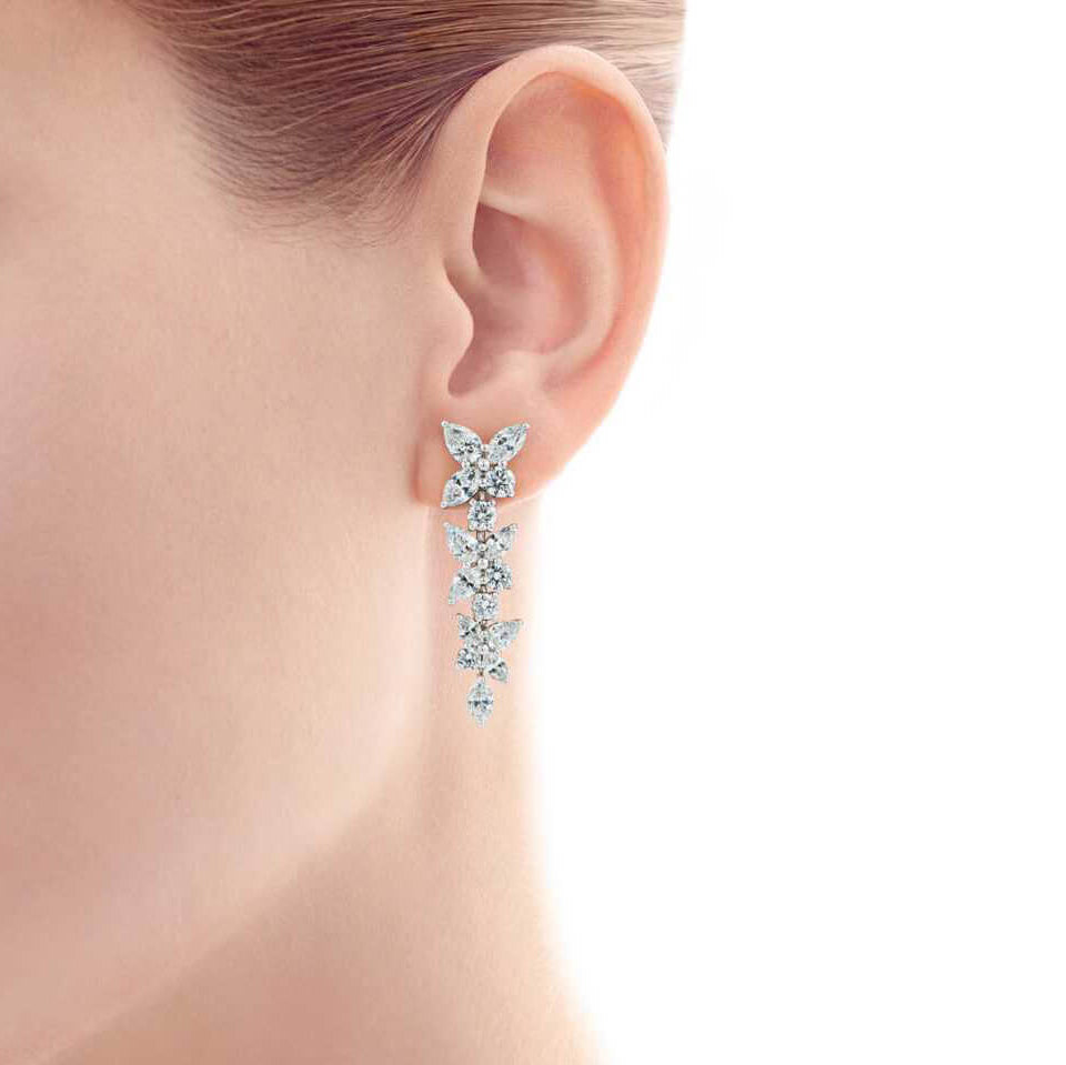 TIF24281565 four-leaf marquise diamond flower cluster earrings earrings