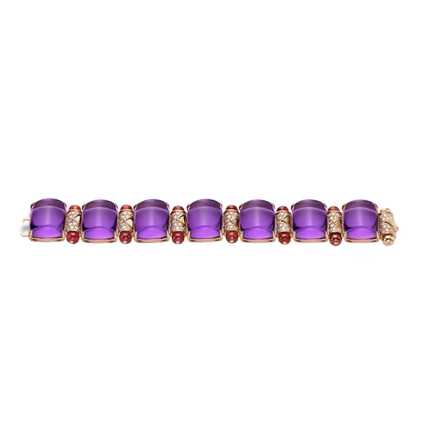 BGL-349570 Amethyst Ruby Tourmaline Peach Tip Colorful Bracelet