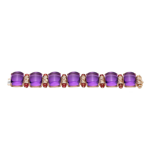 BGL-349570 Amethyst Ruby Tourmaline Peach Tip Colorful Bracelet