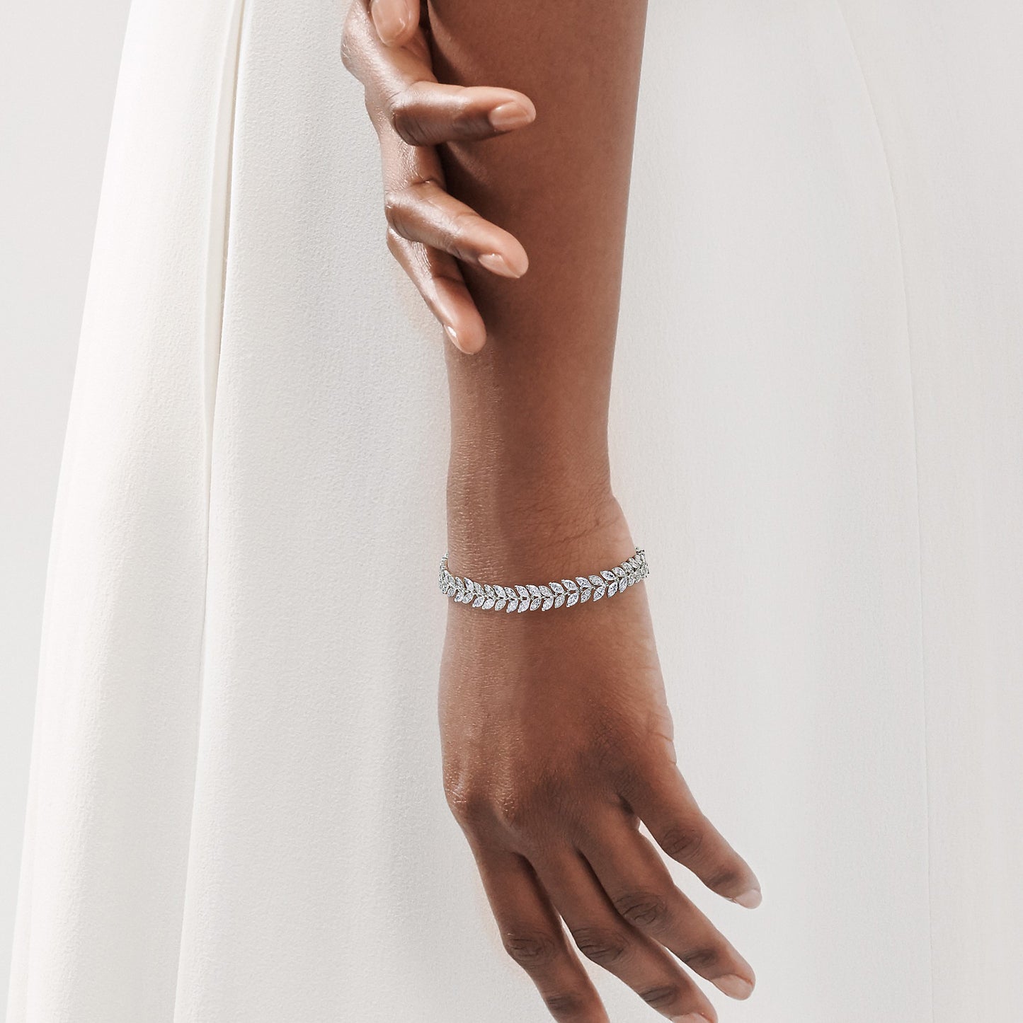 TIF67143639 Marquise round diamond vine bracelet