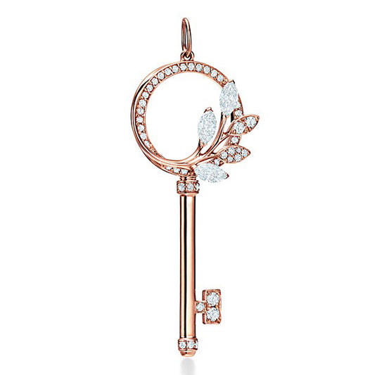 TIF752858 Marquise diamond vine ring key pendant