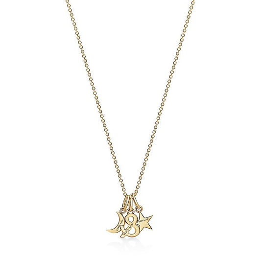TIF58569607 Light Gold Moon &amp; Star Pendant