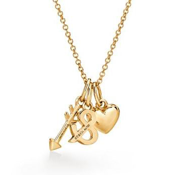 TIF69404000 Wave Heart Arrow &amp; Light Gold Combination Pendant