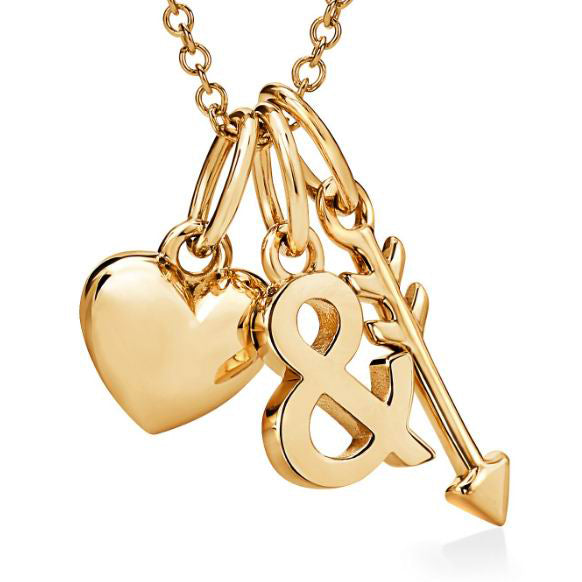 TIF69404000 Wave Heart Arrow &amp; Light Gold Combination Pendant