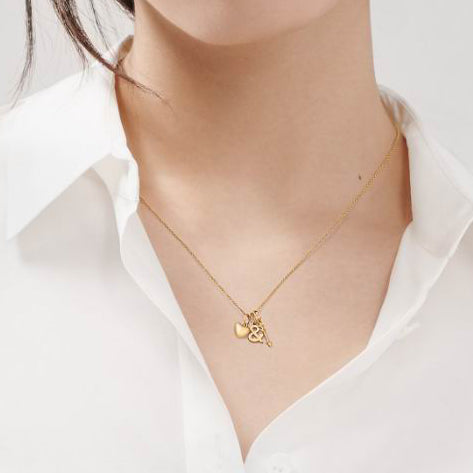 TIF69404000 Wave Heart Arrow &amp; Light Gold Combination Pendant