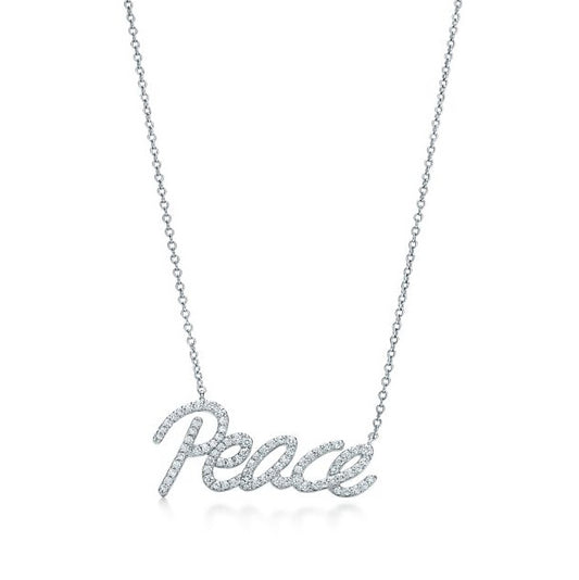 TIF62024380 full diamond Peace letter chain pendant