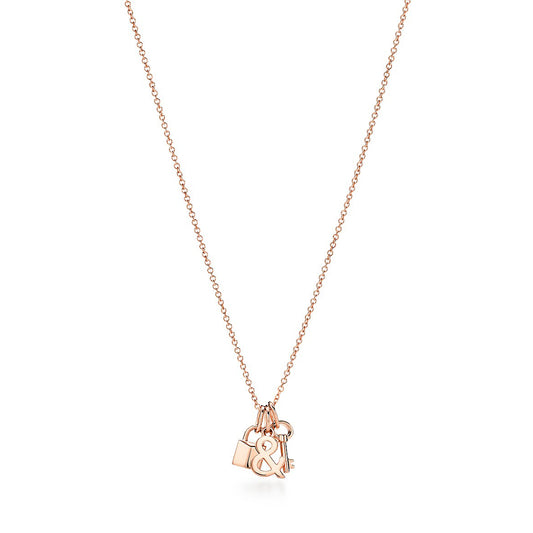 TIF17412742 light gold lock &amp; egg-shaped key pendant