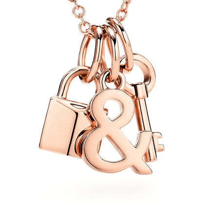 TIF17412742 light gold lock &amp; egg-shaped key pendant