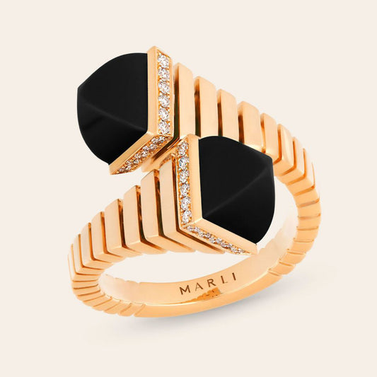 MR-CLEO-R26 pointed agate hollow hammer ring
