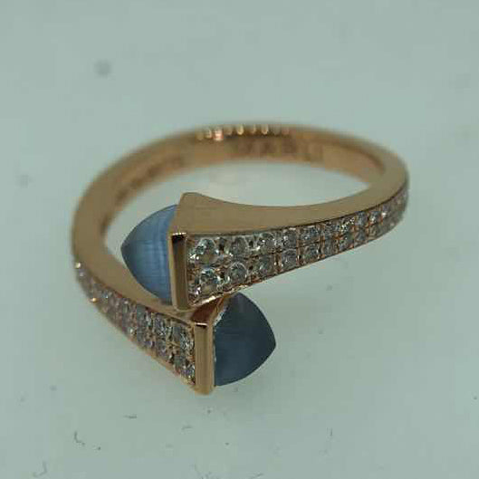 MR-CLEO-R208 hammer agate double row diamond half wall setting ring customer version