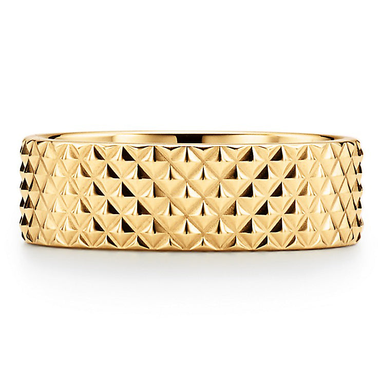 TIF59040287 light gold pyramid ring