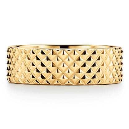 TIF59040287 light gold pyramid ring