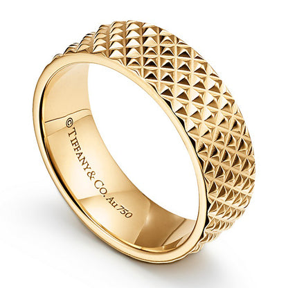 TIF59040287 light gold pyramid ring