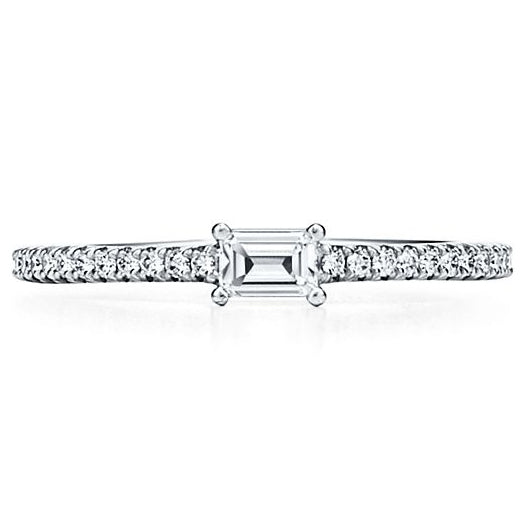 TIF74233789 four-claw square diamond semi-set thin straight arm ring