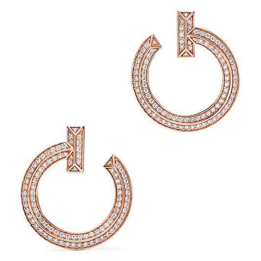 TIF66521109 full diamond T-shaped sword spine crooked opening earrings