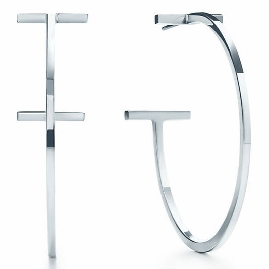 TIF87702982 light gold large T-shaped coil earrings