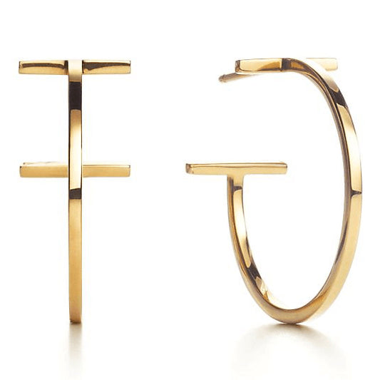 TIF75657331 medium light gold T-shaped coil earrings