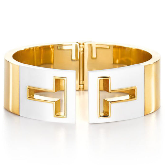 TIF34877190 Agate hollow T-shaped wide bracelet 16#