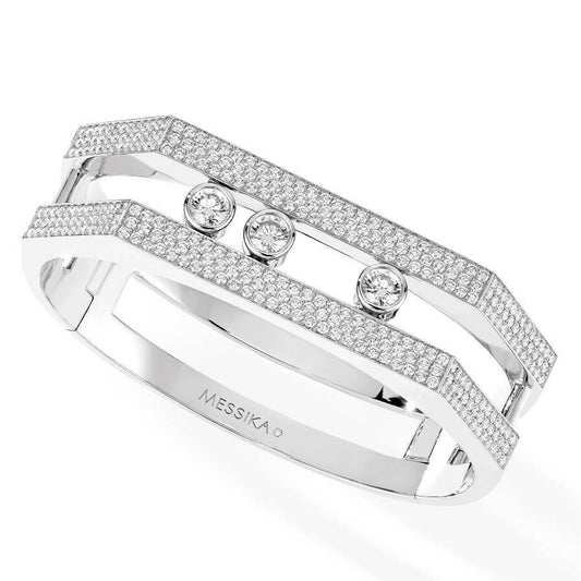 MSK-78499 multi-sided movable bracelet, three rows of diamonds, polygon, bezel setting
