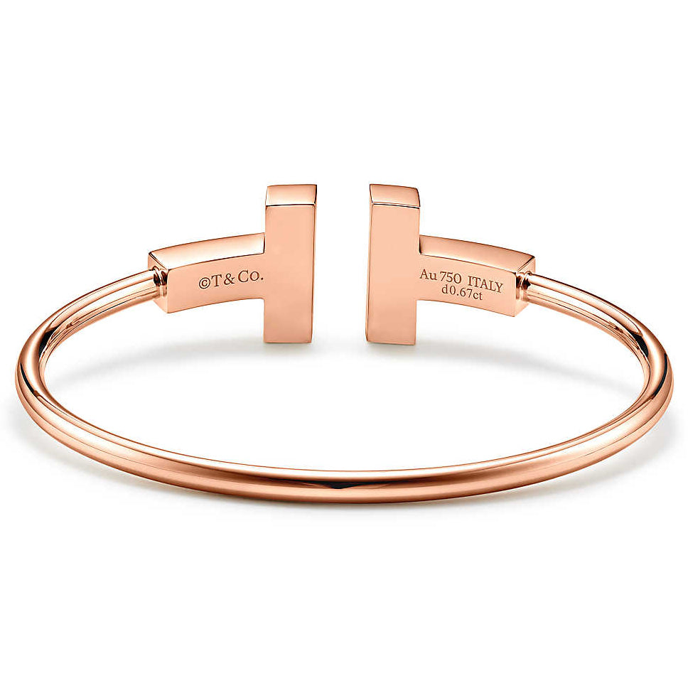 TIF13746997 Large double diamond T-head open coil bracelet 16#