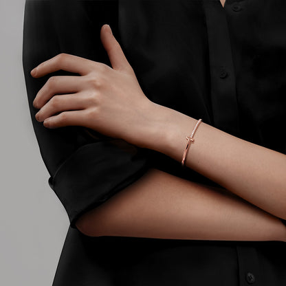 TIF33408905 half diamond sword spine T-shaped narrow bracelet 16#