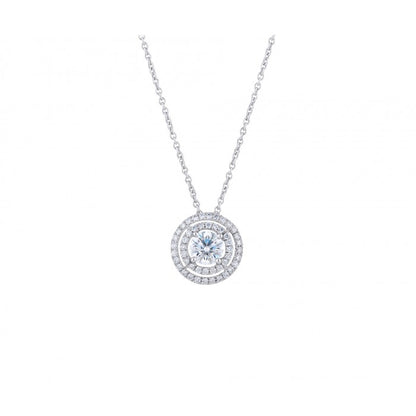 DBES-N102169 Crossed four-claw two-circle stone pendant