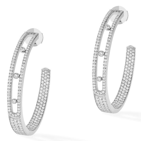 MSK-41257 full set movable earrings, full diamonds, bezel set