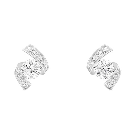 SM-084355 full diamond S stud earrings