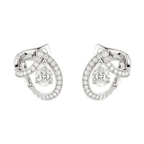SM-084097 Pear Shape Diamond Ribbon Ear Clip