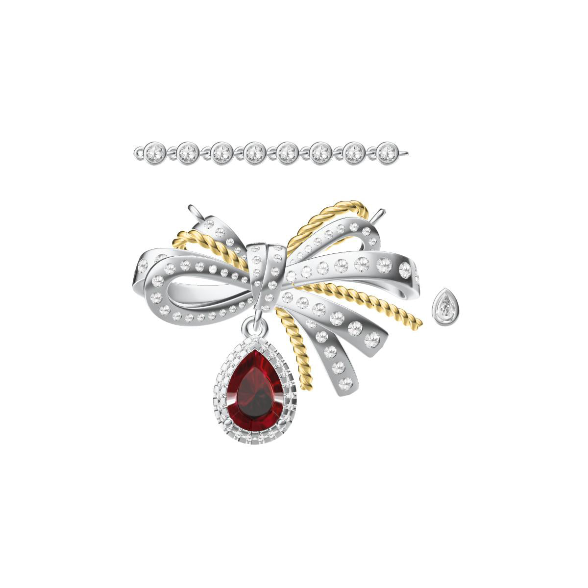 SM-150439 water drop main stone bow necklace