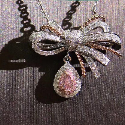SM-150439 water drop main stone bow necklace