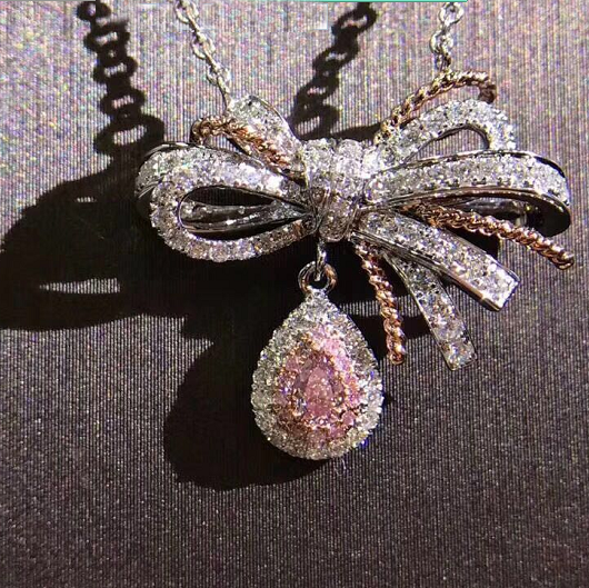 SM-150439 water drop main stone bow necklace