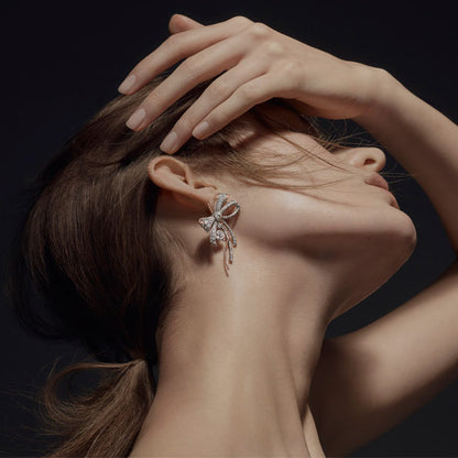SM-082963-000 full diamond, twisted rope bow earrings