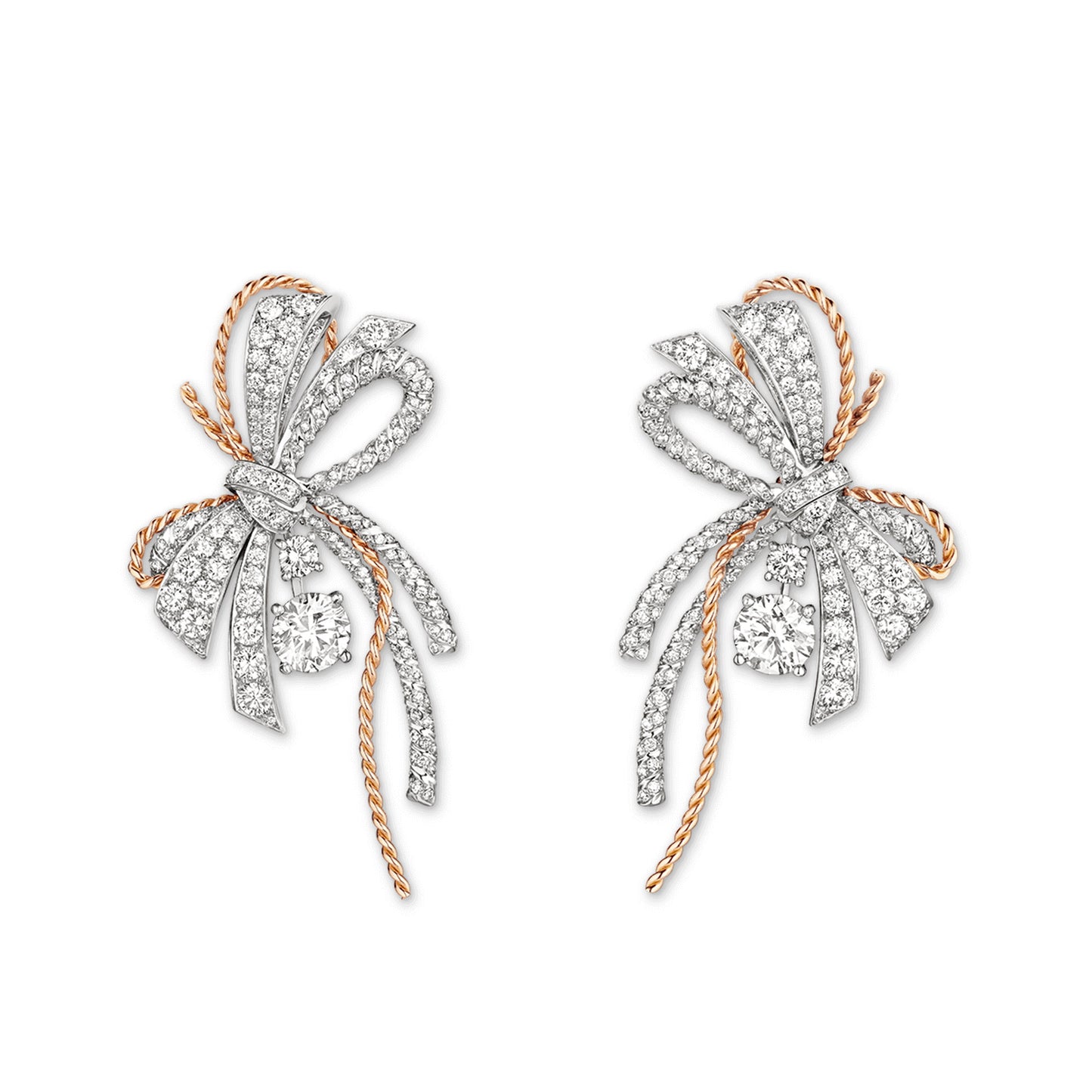 SM-082963-000 full diamond, twisted rope bow earrings