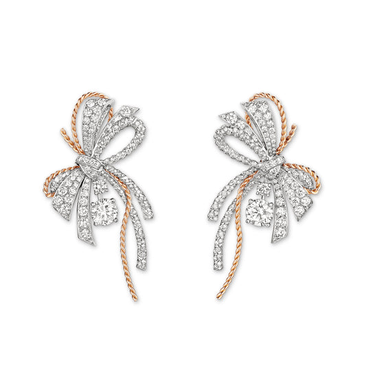 SM-082963-000 full diamond, twisted rope bow earrings