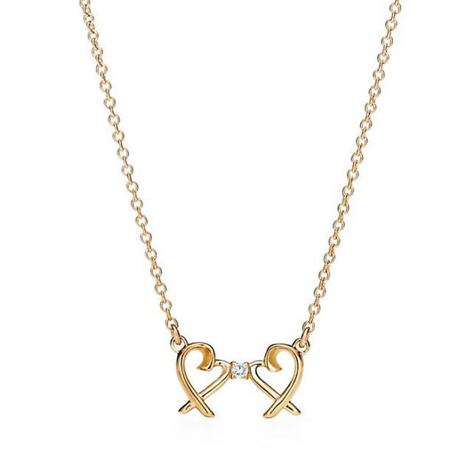 TIF28006111 double fork center single diamond bolt chain pendant