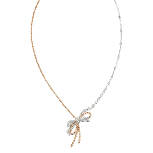 SM-083164 color twisted rope bow necklace, 16-inch chain