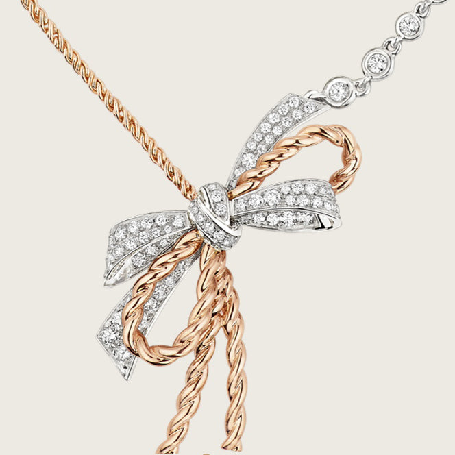 SM-083164 color twisted rope bow necklace, 16-inch chain