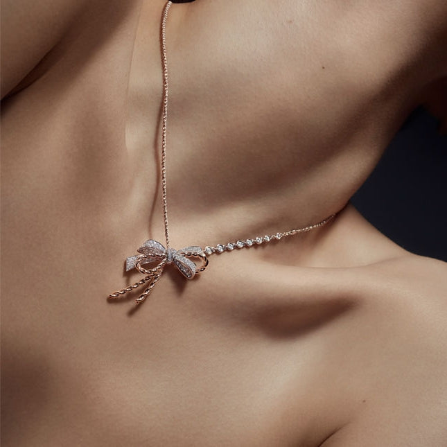 SM-083164 color twisted rope bow necklace, 16-inch chain