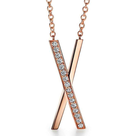 TIF69033849 half diamond sword spine X letter pendant