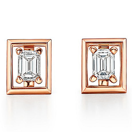 TIF17452910 square frame octagonal diamond stud earrings