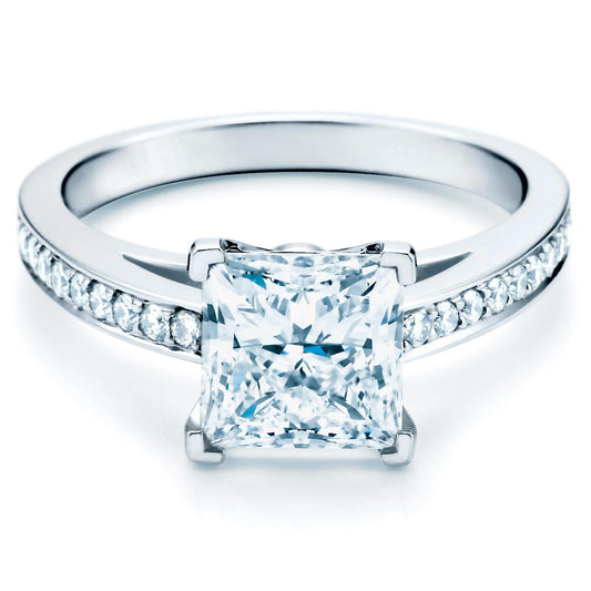 TIF52869533V-shaped four-claw square diamond semi-set straight arm ring 10#