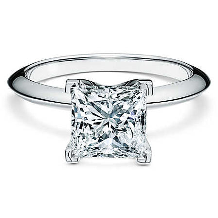TIF1321394V-shaped corner four-prong square diamond ring 13#