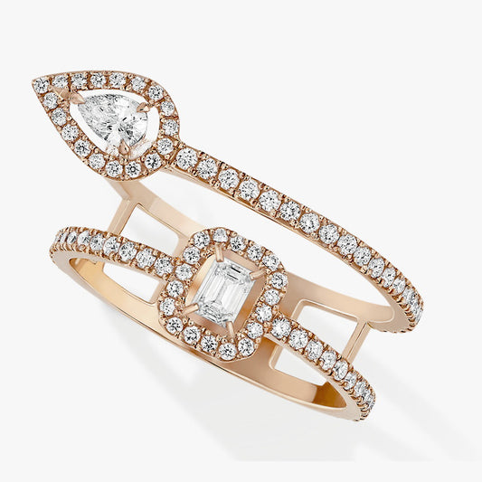 MSK-10006 water drop small octagonal shaped diamond surrounding stone ring